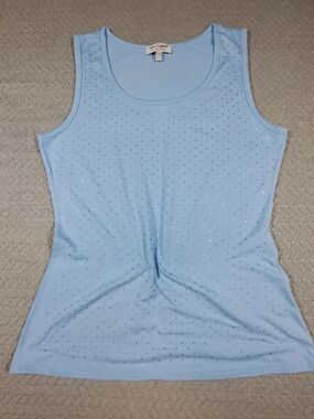 Jones New York Light Blue Sleeveless Rhinestone Tank Top